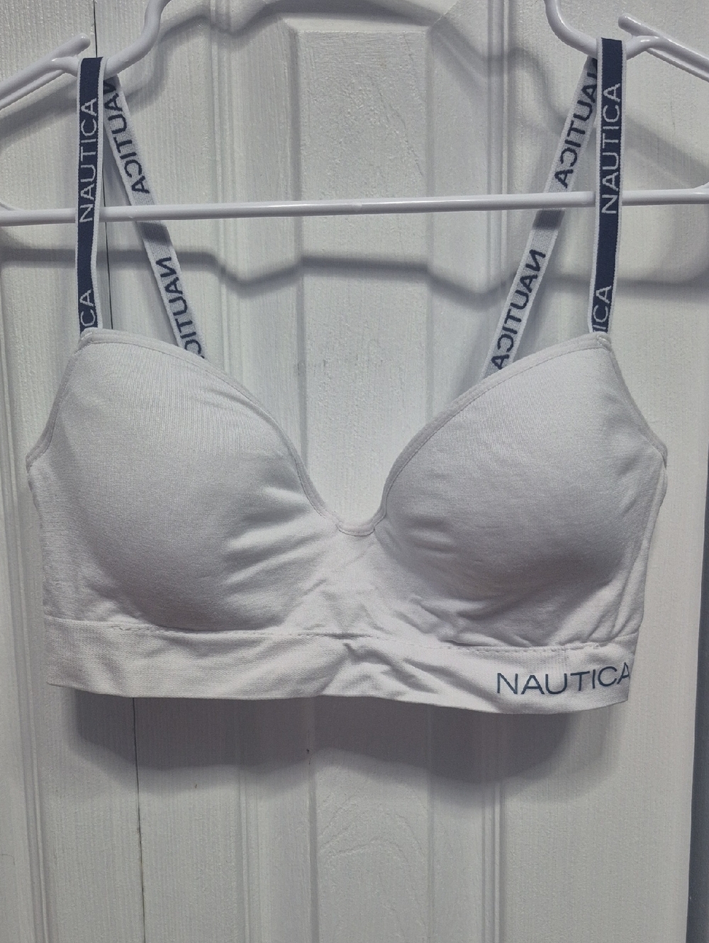 Nautica White Padded Bralette with Navy Logo Straps